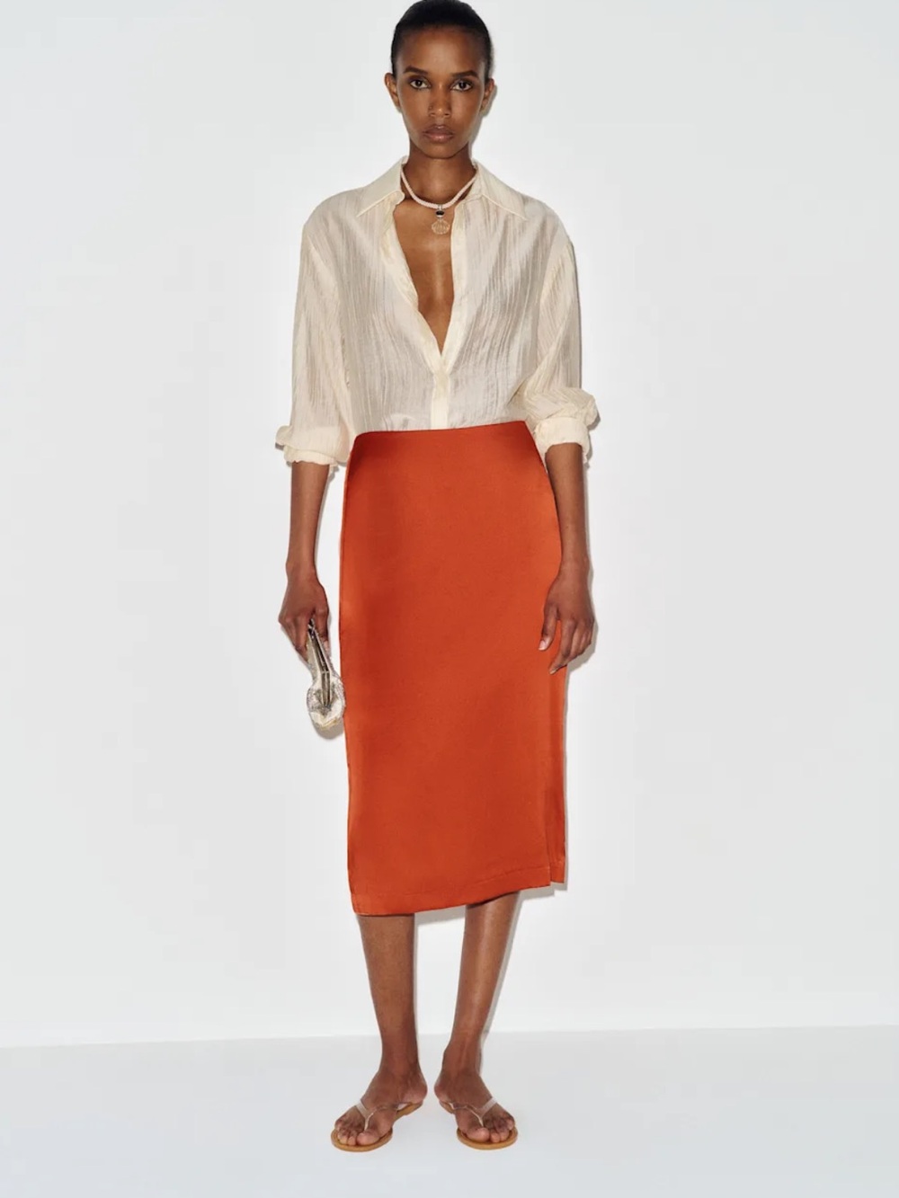 Reformation Helen silk midi skirt